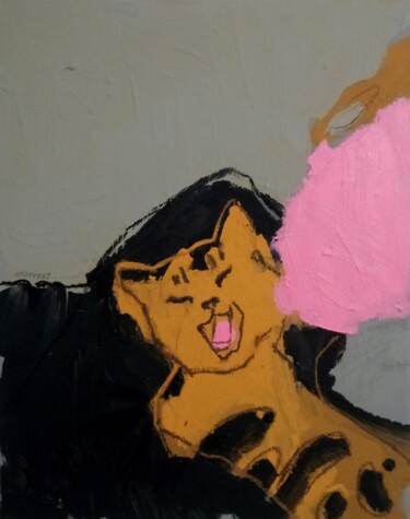Schilderij getiteld "#2/24 Tiger cat wit…" door Valerie Lazareva, Origineel Kunstwerk, Acryl