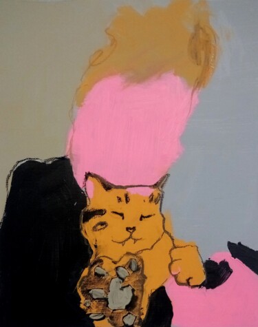 Painting titled "#3/24 Tiger cat wit…" by Valerie Lazareva, Original Artwork, Acrylic