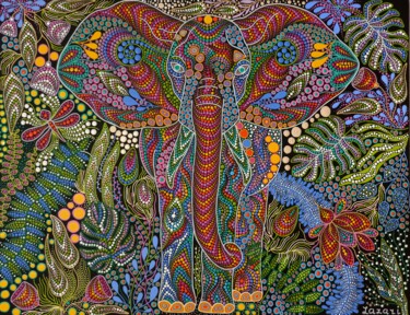 Malerei mit dem Titel "Elephant" von Oxana Lazari, Original-Kunstwerk, Acryl