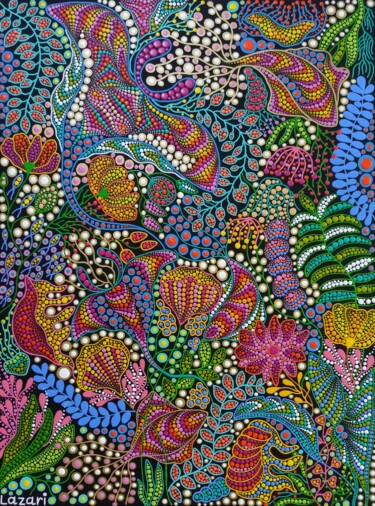 Картина под названием "Symbiosis" - Oxana Lazari, Подлинное произведение искусства, Акрил Установлен на Деревянная рама для…