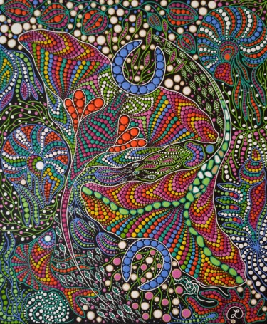 Картина под названием "Pair of Stingrays" - Oxana Lazari, Подлинное произведение искусства, Акрил Установлен на Деревянная р…