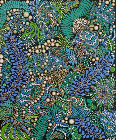 제목이 "Seashell Symphony"인 미술작품 Oxana Lazari로, 원작, 아크릴 나무 들것 프레임에 장착됨