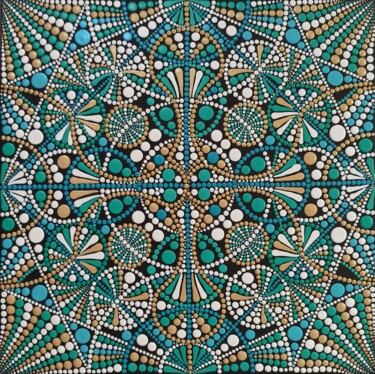 Картина под названием "Ocean Mandala" - Oxana Lazari, Подлинное произведение искусства, Акрил Установлен на Деревянная рама…