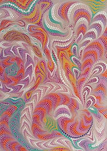 Картина под названием "Pink River" - Oxana Lazari, Подлинное произведение искусства, Акрил Установлен на Деревянная рама для…
