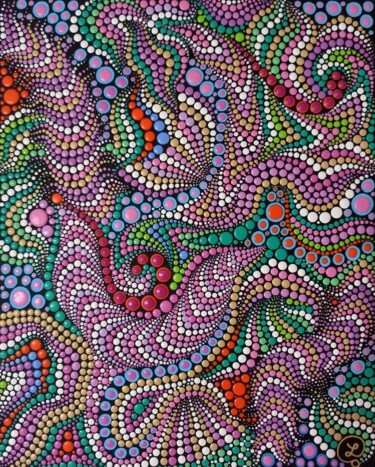 Картина под названием "Vibrant Whirlwind" - Oxana Lazari, Подлинное произведение искусства, Акрил Установлен на Деревянная р…