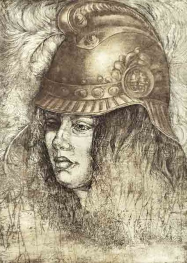 Printmaking titled "Janna D'ark" by Murataely, Original Artwork, Etching