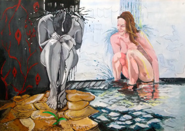 Malerei mit dem Titel "the drizzle of the…" von Lazaro Hurtado, Original-Kunstwerk, Acryl