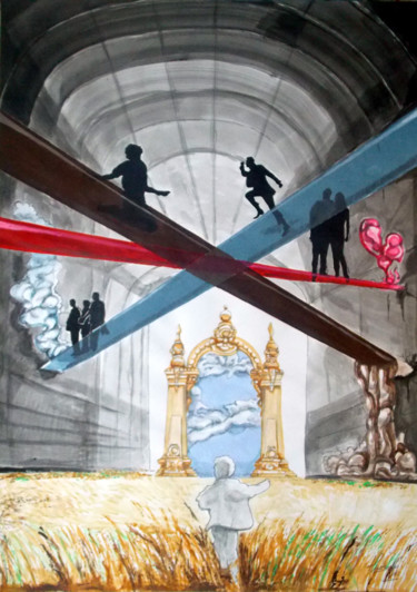 Pittura intitolato "Crossroads" da Lazaro Hurtado, Opera d'arte originale, Acrilico
