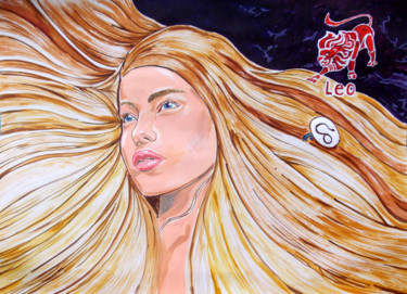 Painting titled "ZODIAC LEO" by Lazaro Hurtado, Original Artwork, Acrylic