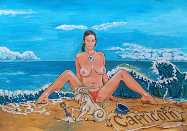 Malerei mit dem Titel "ZODIAC CAPRICORN" von Lazaro Hurtado, Original-Kunstwerk, Acryl