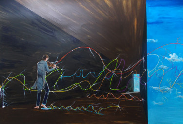 Schilderij getiteld "MUSIC WAVES" door Lazaro Hurtado, Origineel Kunstwerk, Acryl