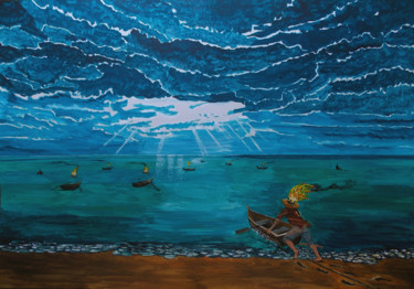 Картина под названием "NAVIGATE THE DREAMS" - Lazaro Hurtado, Подлинное произведение искусства, Акрил