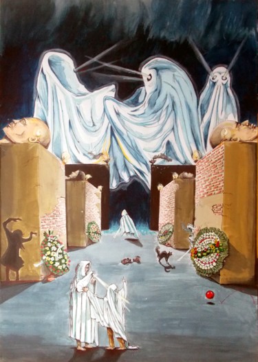 Malerei mit dem Titel "PLAYING THE BEYOND" von Lazaro Hurtado, Original-Kunstwerk, Acryl
