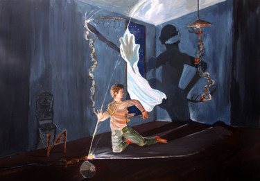 Pittura intitolato "THE ENTITY OF FEAR" da Lazaro Hurtado, Opera d'arte originale, Acrilico
