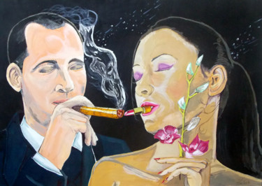 Painting titled "THE KISS EDGE" by Lazaro Hurtado, Original Artwork, Acrylic