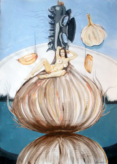 Pintura titulada "THE ONION MAIDEN AN…" por Lazaro Hurtado, Obra de arte original, Acrílico