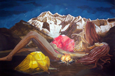 Peinture intitulée "Childbirth camp" par Lazaro Hurtado, Œuvre d'art originale, Acrylique