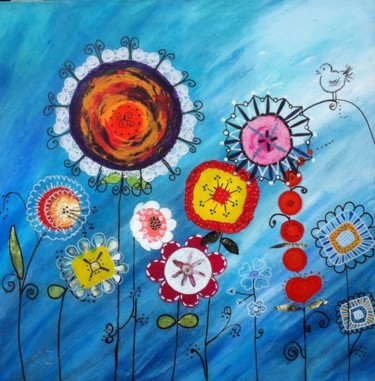 Flower Power 4 80x80x4 cm ©2017 par KOKI