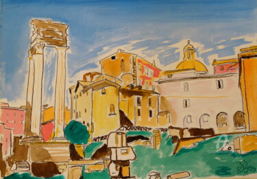 Malerei mit dem Titel "Scorcio di Roma." von Aurelio Nicolazzo, Original-Kunstwerk, Tempera