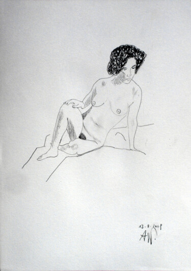 Drawing titled "Studio di nudo di d…" by Aurelio Nicolazzo, Original Artwork, Graphite