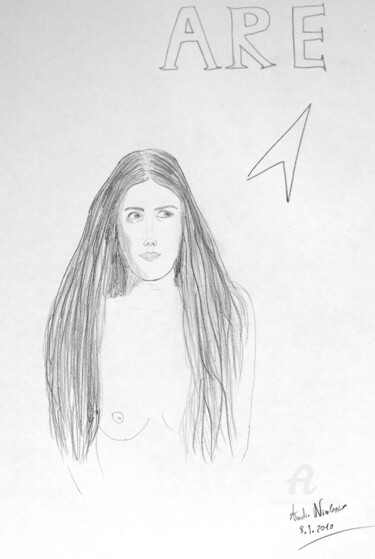Drawing titled "Justine - ARE" by Aurelio Nicolazzo, Original Artwork, Graphite