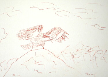 Disegno intitolato "Aquila" da Aurelio Nicolazzo, Opera d'arte originale, Matite colorate