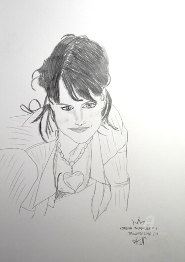 Drawing titled "Lorena Bianchetti" by Aurelio Nicolazzo, Original Artwork, Graphite