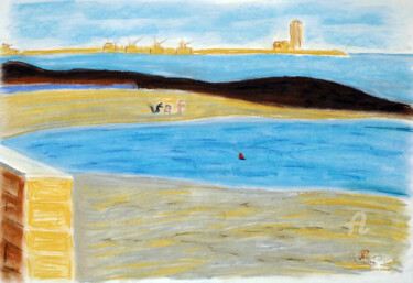 Tekening getiteld "E Finalmente il Mare" door Aurelio Nicolazzo, Origineel Kunstwerk, Conté