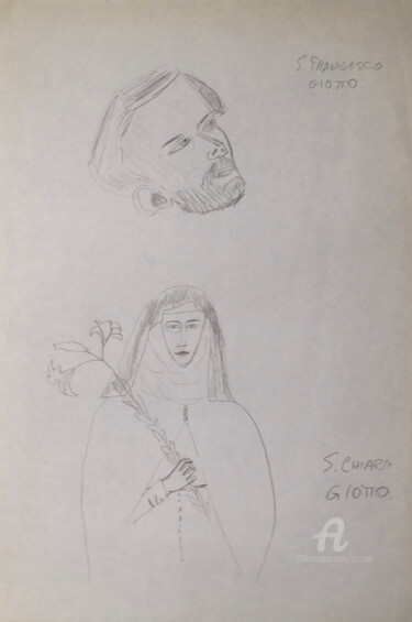 Disegno intitolato "San Francesco di As…" da Aurelio Nicolazzo, Opera d'arte originale, Matita