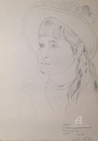 Drawing titled "Renoir: "Bambina co…" by Aurelio Nicolazzo, Original Artwork, Pencil
