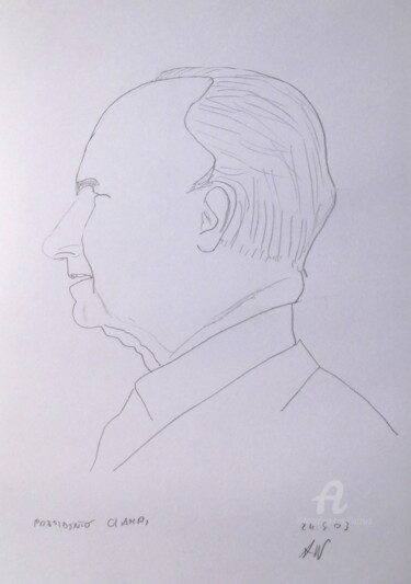 Drawing titled "Carlo Azelio Ciampi" by Aurelio Nicolazzo, Original Artwork, Pencil