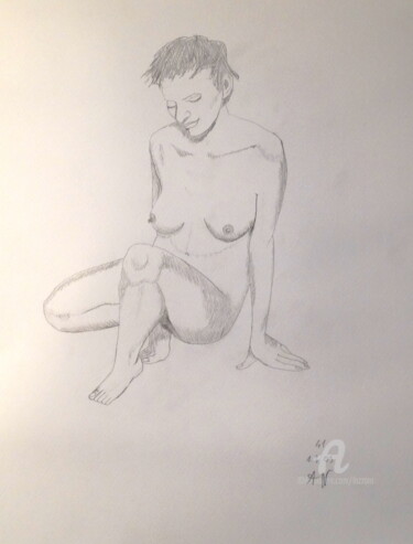 Tekening getiteld "Nudo di Accademia" door Aurelio Nicolazzo, Origineel Kunstwerk, Potlood