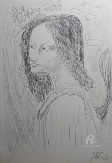 Tekening getiteld "Angelo di Leonardo…" door Aurelio Nicolazzo, Origineel Kunstwerk, Grafiet