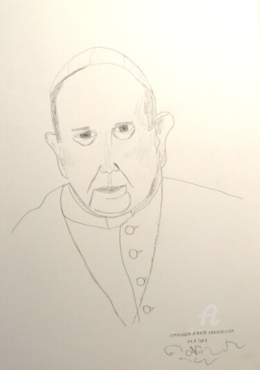 Drawing titled "Omaggio a papa Fran…" by Aurelio Nicolazzo, Original Artwork, Graphite