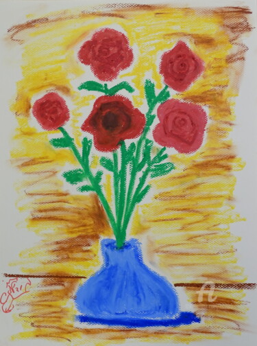 Drawing titled "Roses" by Aurelio Nicolazzo, Original Artwork, Pastel