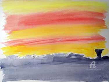 Malerei mit dem Titel "A sunset" von Aurelio Nicolazzo, Original-Kunstwerk, Aquarell