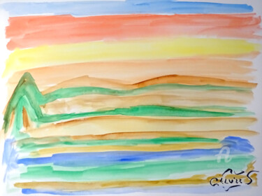 Painting titled "Paesaggio astratto…" by Aurelio Nicolazzo, Original Artwork, Watercolor