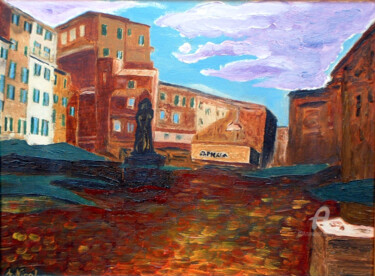 Pittura intitolato "Piazza Campo dei Fi…" da Aurelio Nicolazzo, Opera d'arte originale, Olio