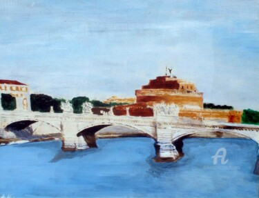 Painting titled "Castel Sant'Angelo" by Aurelio Nicolazzo, Original Artwork, Oil