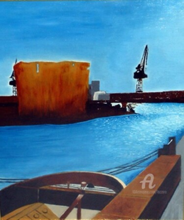 Peinture intitulée "Civitavecchia: port…" par Aurelio Nicolazzo, Œuvre d'art originale, Huile