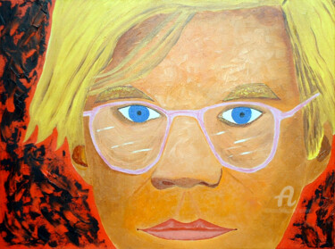 Картина под названием "Andy Warhol Portrait" - Aurelio Nicolazzo, Подлинное произведение искусства, Масло