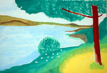 Pittura intitolato "Lago Ampollino" da Aurelio Nicolazzo, Opera d'arte originale, Acquarello