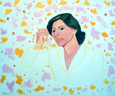 Painting titled "Bianca Berlinguer" by Aurelio Nicolazzo, Original Artwork, Oil