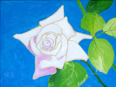 Pittura intitolato "Rosa Bianca" da Aurelio Nicolazzo, Opera d'arte originale, Olio