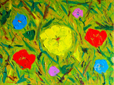 Painting titled "Fiori" by Aurelio Nicolazzo, Original Artwork, Oil