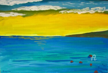 Painting titled "Il Mare di Capri" by Aurelio Nicolazzo, Original Artwork, Tempera