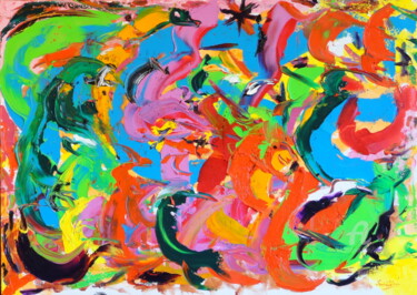 Painting titled "New Abstract Number…" by Aurelio Nicolazzo, Original Artwork, Oil