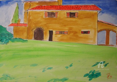 Pintura intitulada "Il rustico" por Aurelio Nicolazzo, Obras de arte originais, Aquarela