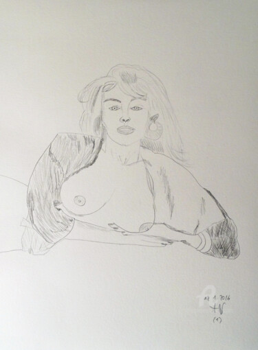 Disegno intitolato "Nudo di donna" da Aurelio Nicolazzo, Opera d'arte originale, Matita