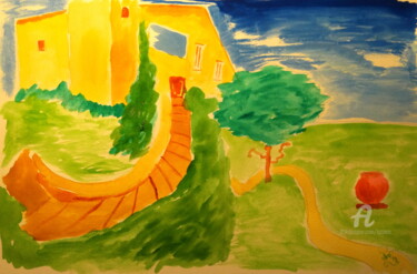 Pintura intitulada "Rondò Casa" por Aurelio Nicolazzo, Obras de arte originais, Aquarela